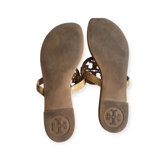 Tory Burch Metal Miller 2 Leather Sandals Tan Size 10 - Picture 5 of 12